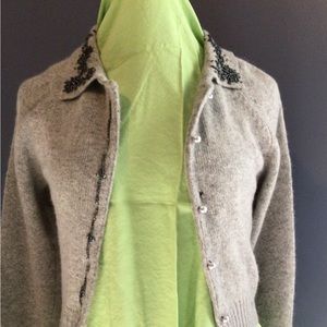 Vintage Beaded Croquet Club bolero cardigan , gray in color